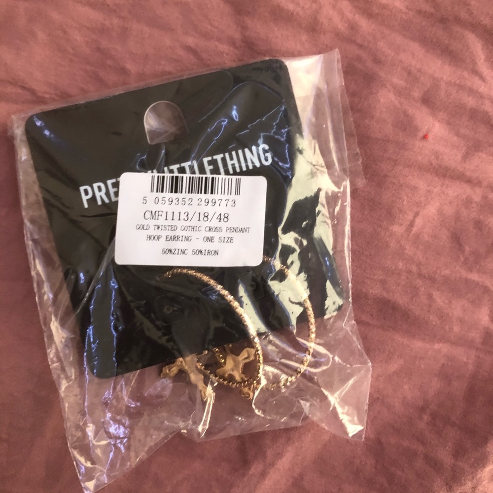Pretty Little Things Hoop Earrings With Cross